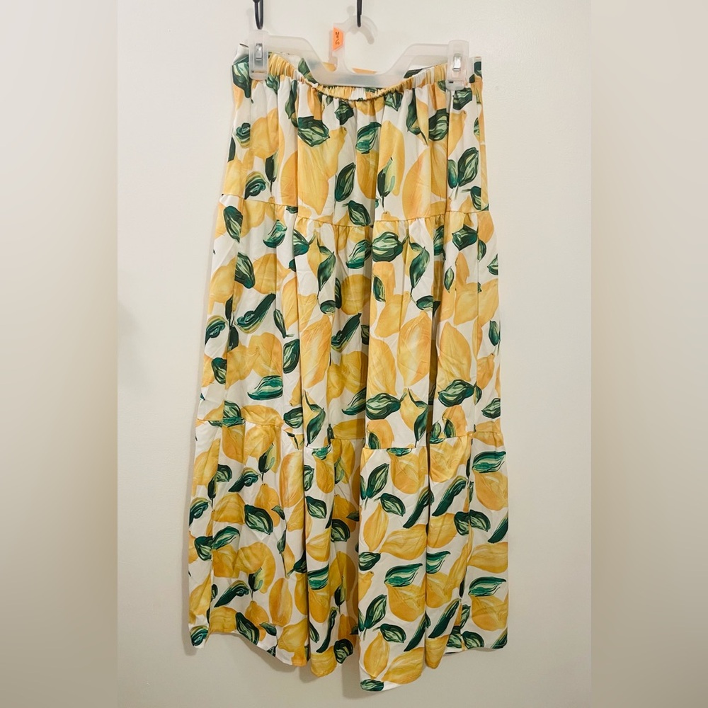 Lemon Print Maxi Skirt